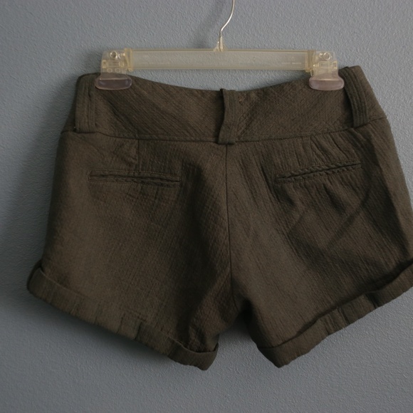 Olive Green Rolled Hem Short Shorts - Picture 4 of 4